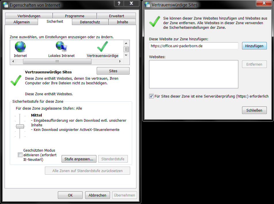 Screenshot Sharepoint wichtige Grundeinstellungen Windows Vertrauenswürdige Sites.png