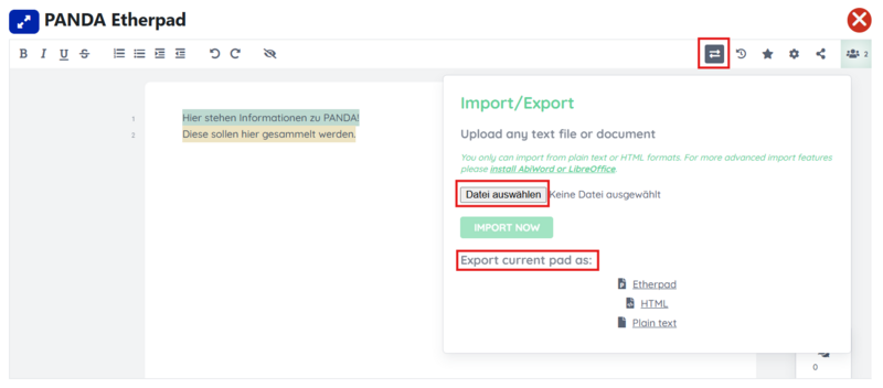Datei:Etherpad Import-Export.png