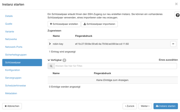 Cloudcomputing 21. Instanz erzeugen Schlüsselpaar importiert.png