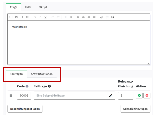 Limesurvey - Übersicht Frageformen – ZIM HilfeWiki